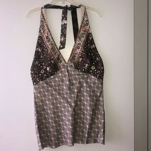 Shelli Segal Brown/White/Orange Backless Top